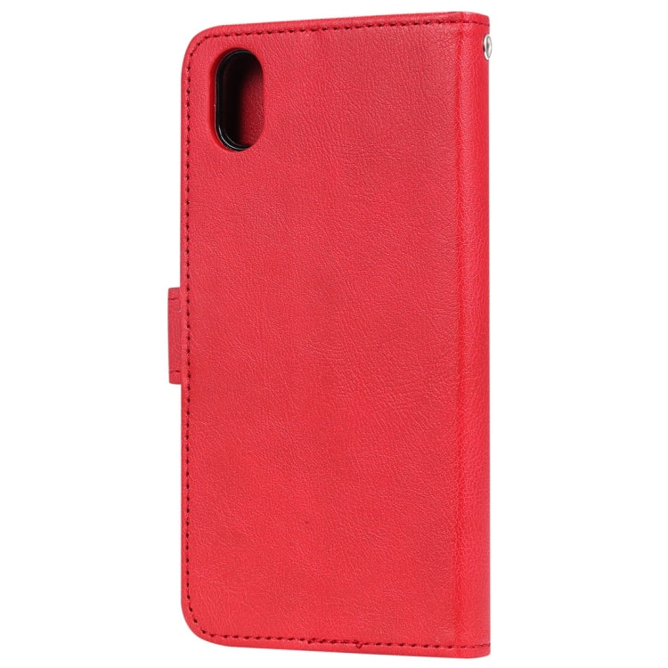 For Huawei Honor 8s / Y5 (2019) Solid Color Horizontal Flip Protective Case with Holder & Card Slots & Wallet & Photo Frame & Lanyard