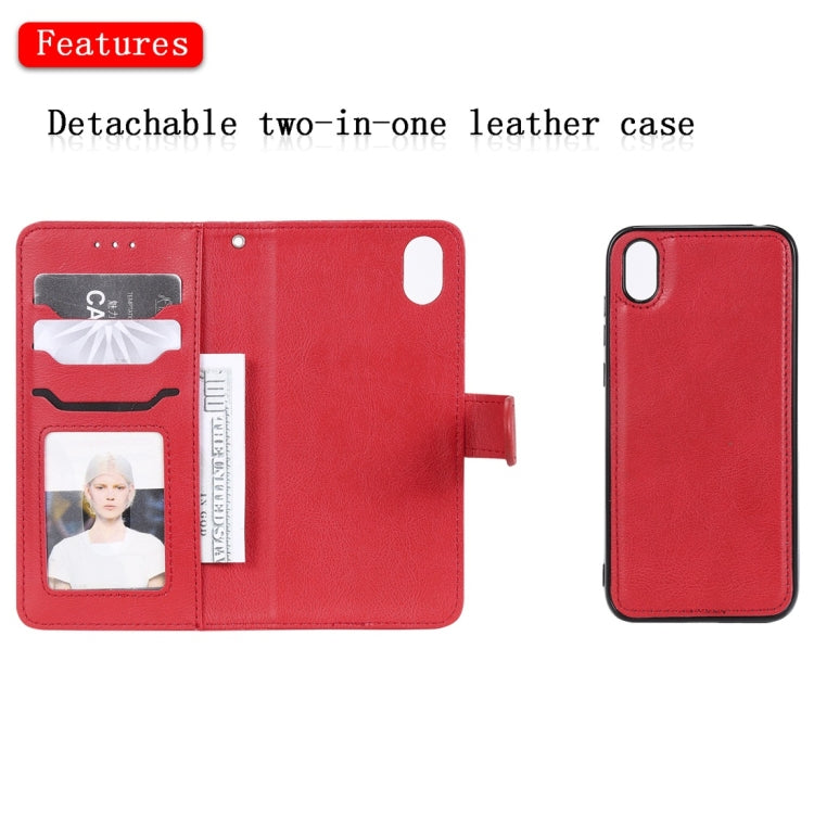For Huawei Honor 8s / Y5 (2019) Solid Color Horizontal Flip Protective Case with Holder & Card Slots & Wallet & Photo Frame & Lanyard