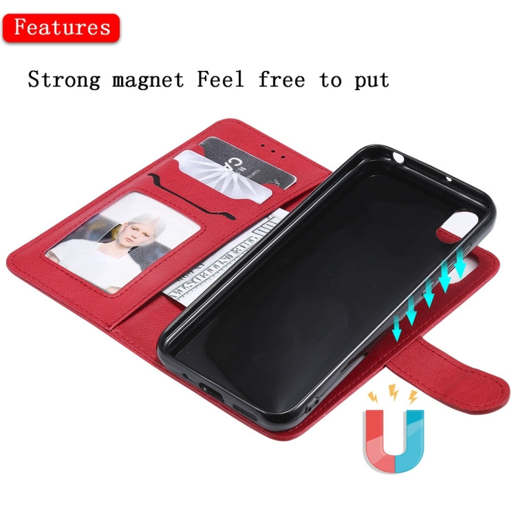 For Huawei Honor 8s / Y5 (2019) Solid Color Horizontal Flip Protective Case with Holder & Card Slots & Wallet & Photo Frame & Lanyard