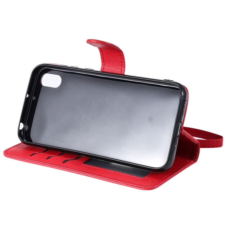 For Huawei Honor 8s / Y5 (2019) Solid Color Horizontal Flip Protective Case with Holder & Card Slots & Wallet & Photo Frame & Lanyard