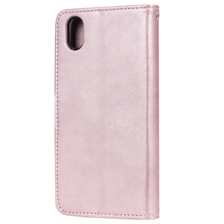 For Huawei Honor 8s / Y5 (2019) Solid Color Horizontal Flip Protective Case with Holder & Card Slots & Wallet & Photo Frame & Lanyard