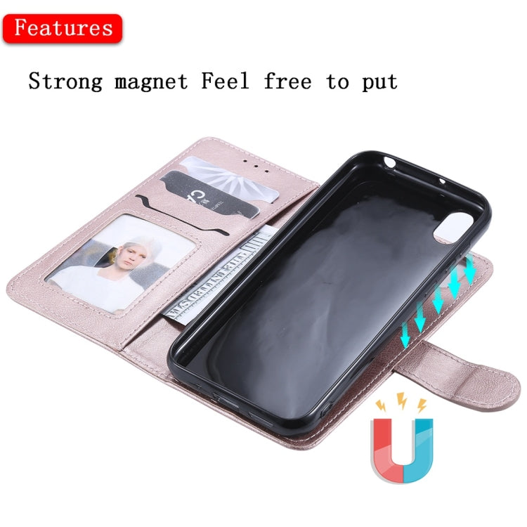 For Huawei Honor 8s / Y5 (2019) Solid Color Horizontal Flip Protective Case with Holder & Card Slots & Wallet & Photo Frame & Lanyard