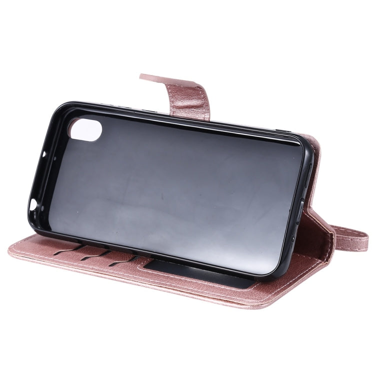 For Huawei Honor 8s / Y5 (2019) Solid Color Horizontal Flip Protective Case with Holder & Card Slots & Wallet & Photo Frame & Lanyard