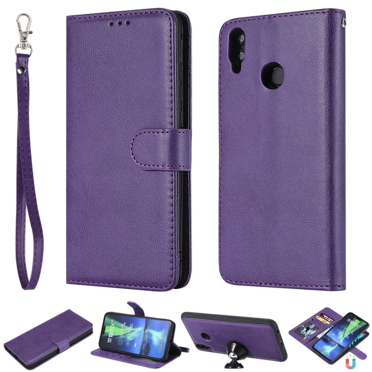 For Huawei Honor 8X Solid Color Horizontal Flip Protective Case with Holder & Card Slots & Wallet & Photo Frame & Lanyard