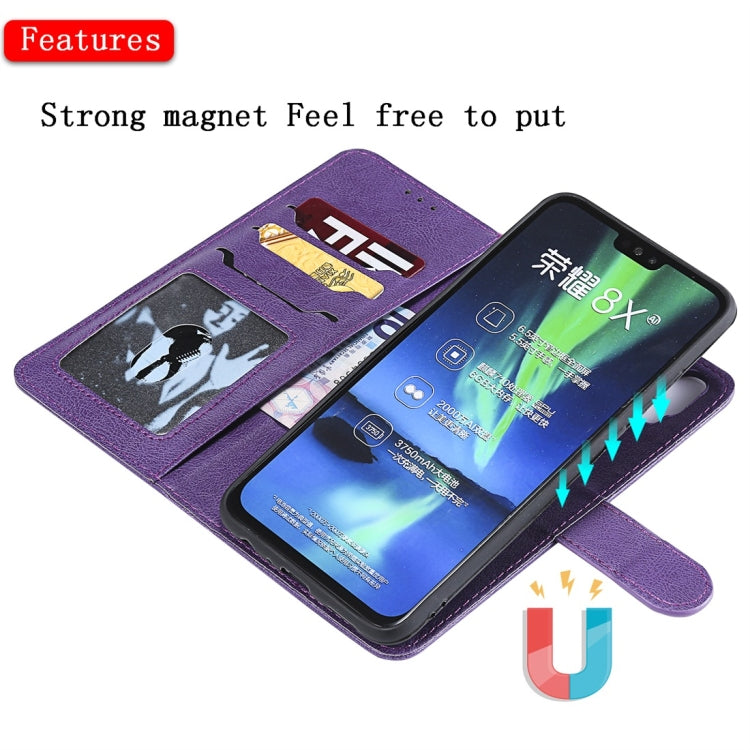 For Huawei Honor 8X Solid Color Horizontal Flip Protective Case with Holder & Card Slots & Wallet & Photo Frame & Lanyard