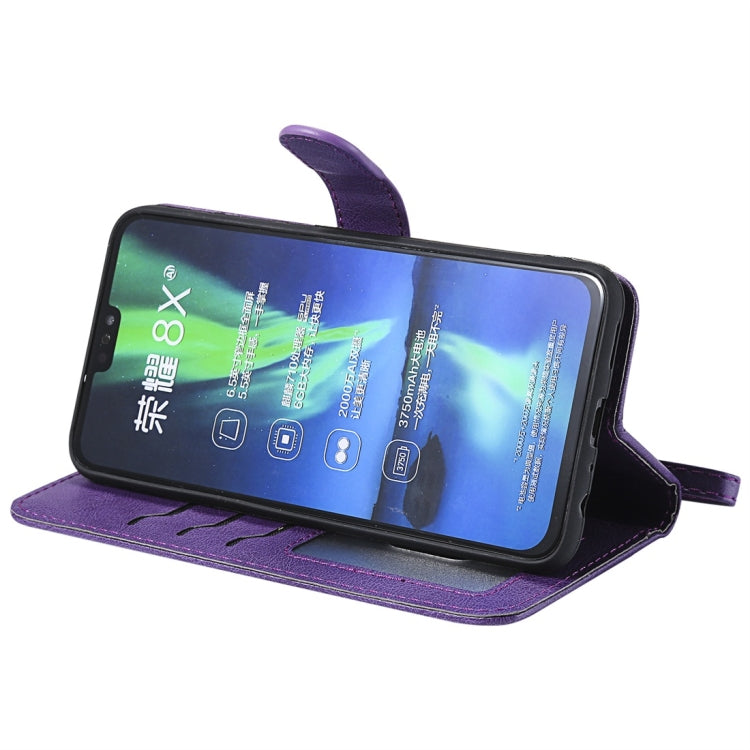 For Huawei Honor 8X Solid Color Horizontal Flip Protective Case with Holder & Card Slots & Wallet & Photo Frame & Lanyard