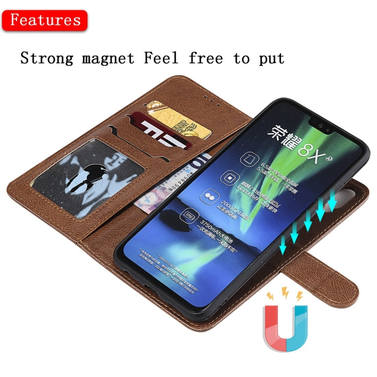 For Huawei Honor 8X Solid Color Horizontal Flip Protective Case with Holder & Card Slots & Wallet & Photo Frame & Lanyard