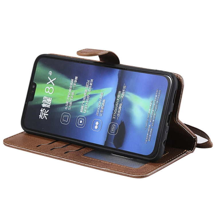 For Huawei Honor 8X Solid Color Horizontal Flip Protective Case with Holder & Card Slots & Wallet & Photo Frame & Lanyard