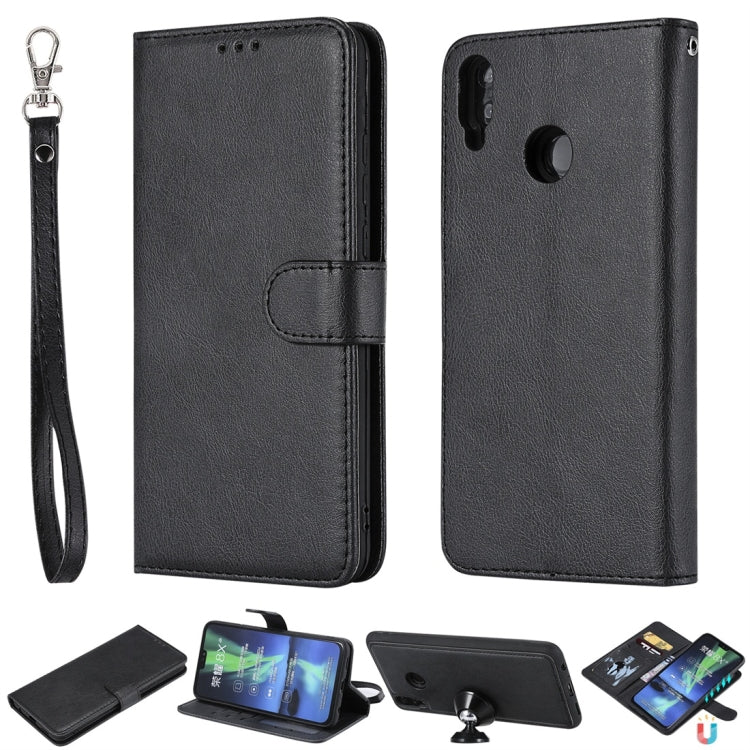 For Huawei Honor 8X Solid Color Horizontal Flip Protective Case with Holder & Card Slots & Wallet & Photo Frame & Lanyard
