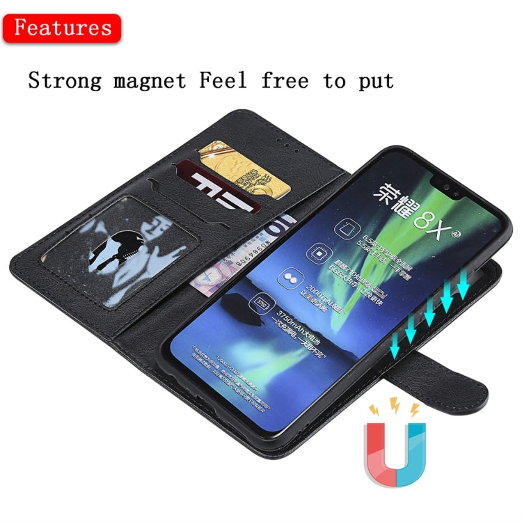 For Huawei Honor 8X Solid Color Horizontal Flip Protective Case with Holder & Card Slots & Wallet & Photo Frame & Lanyard