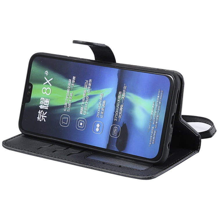 For Huawei Honor 8X Solid Color Horizontal Flip Protective Case with Holder & Card Slots & Wallet & Photo Frame & Lanyard