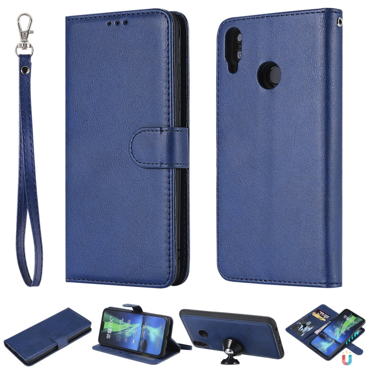 For Huawei Honor 8X Solid Color Horizontal Flip Protective Case with Holder & Card Slots & Wallet & Photo Frame & Lanyard