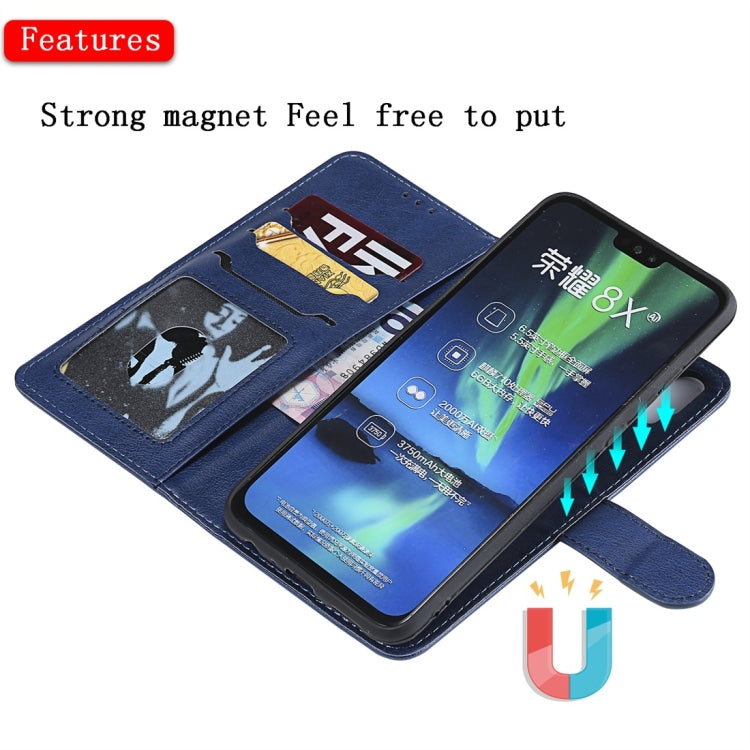For Huawei Honor 8X Solid Color Horizontal Flip Protective Case with Holder & Card Slots & Wallet & Photo Frame & Lanyard