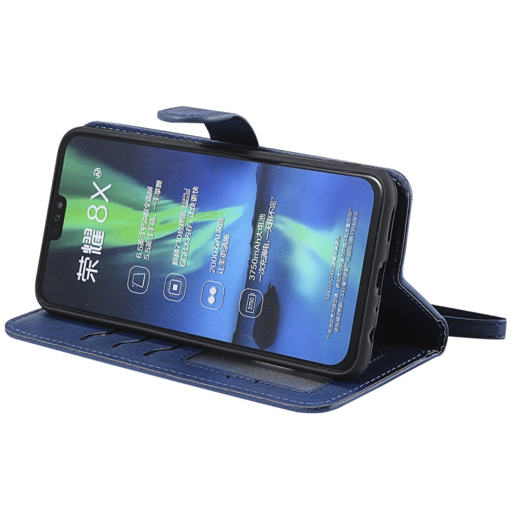 For Huawei Honor 8X Solid Color Horizontal Flip Protective Case with Holder & Card Slots & Wallet & Photo Frame & Lanyard