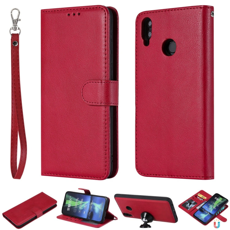For Huawei Honor 8X Solid Color Horizontal Flip Protective Case with Holder & Card Slots & Wallet & Photo Frame & Lanyard