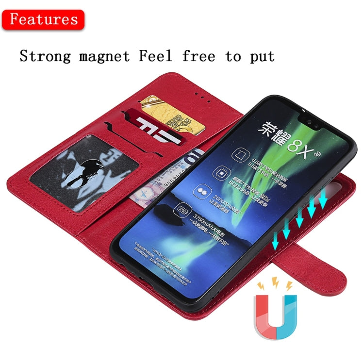 For Huawei Honor 8X Solid Color Horizontal Flip Protective Case with Holder & Card Slots & Wallet & Photo Frame & Lanyard