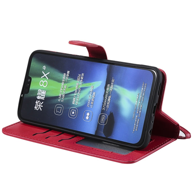 For Huawei Honor 8X Solid Color Horizontal Flip Protective Case with Holder & Card Slots & Wallet & Photo Frame & Lanyard