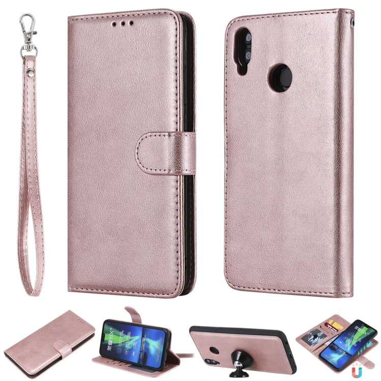 For Huawei Honor 8X Solid Color Horizontal Flip Protective Case with Holder & Card Slots & Wallet & Photo Frame & Lanyard
