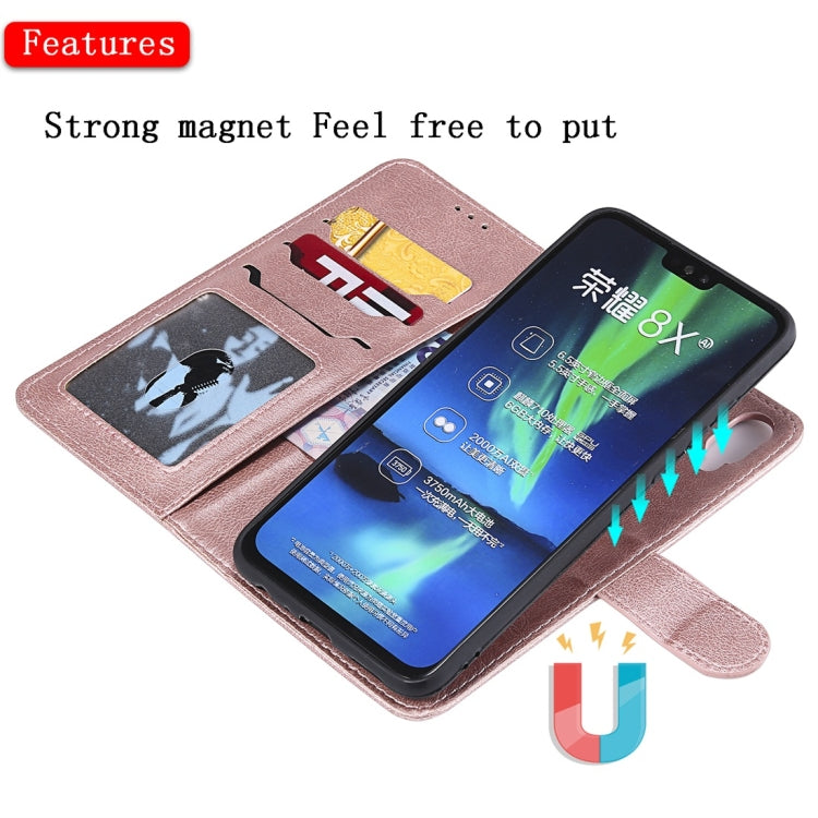 For Huawei Honor 8X Solid Color Horizontal Flip Protective Case with Holder & Card Slots & Wallet & Photo Frame & Lanyard