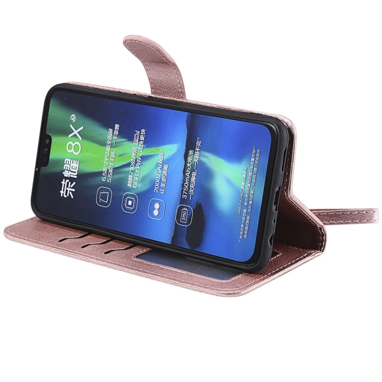 For Huawei Honor 8X Solid Color Horizontal Flip Protective Case with Holder & Card Slots & Wallet & Photo Frame & Lanyard