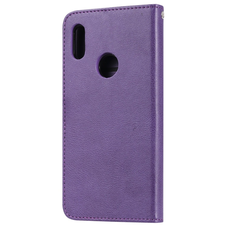 For Huawei Honor 8A / Y6 (2019) Solid Color Horizontal Flip Protective Case with Holder & Card Slots & Wallet & Photo Frame & Lanyard