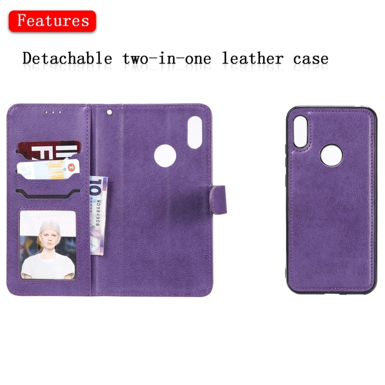For Huawei Honor 8A / Y6 (2019) Solid Color Horizontal Flip Protective Case with Holder & Card Slots & Wallet & Photo Frame & Lanyard