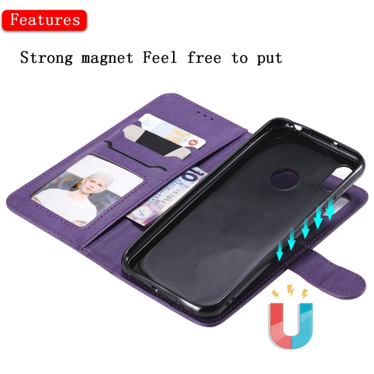 For Huawei Honor 8A / Y6 (2019) Solid Color Horizontal Flip Protective Case with Holder & Card Slots & Wallet & Photo Frame & Lanyard