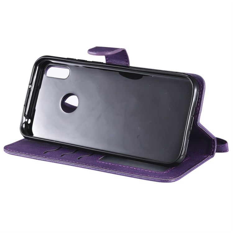For Huawei Honor 8A / Y6 (2019) Solid Color Horizontal Flip Protective Case with Holder & Card Slots & Wallet & Photo Frame & Lanyard