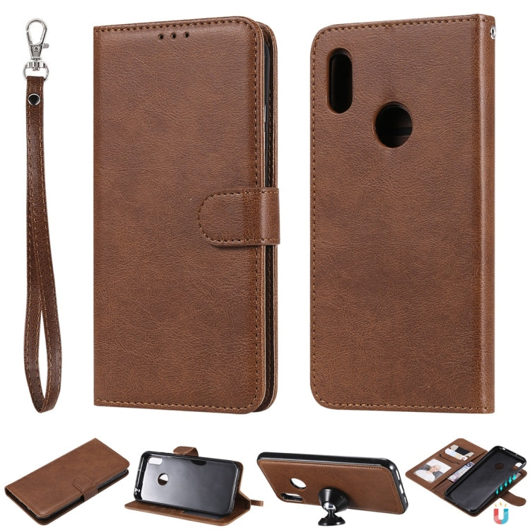 For Huawei Honor 8A / Y6 (2019) Solid Color Horizontal Flip Protective Case with Holder & Card Slots & Wallet & Photo Frame & Lanyard