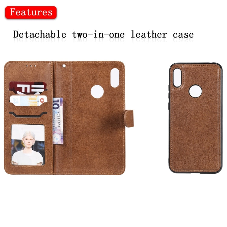 For Huawei Honor 8A / Y6 (2019) Solid Color Horizontal Flip Protective Case with Holder & Card Slots & Wallet & Photo Frame & Lanyard