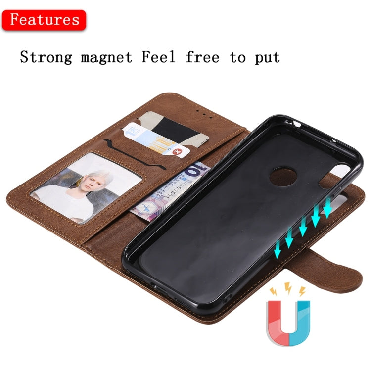 For Huawei Honor 8A / Y6 (2019) Solid Color Horizontal Flip Protective Case with Holder & Card Slots & Wallet & Photo Frame & Lanyard