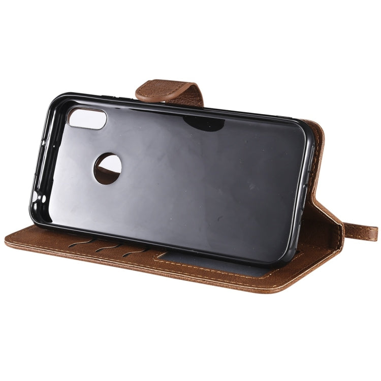 For Huawei Honor 8A / Y6 (2019) Solid Color Horizontal Flip Protective Case with Holder & Card Slots & Wallet & Photo Frame & Lanyard