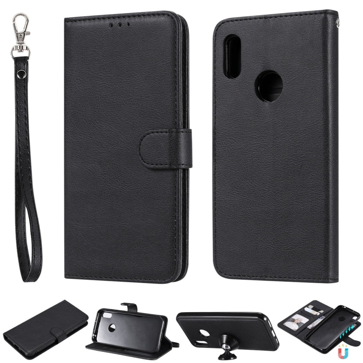 For Huawei Honor 8A / Y6 (2019) Solid Color Horizontal Flip Protective Case with Holder & Card Slots & Wallet & Photo Frame & Lanyard