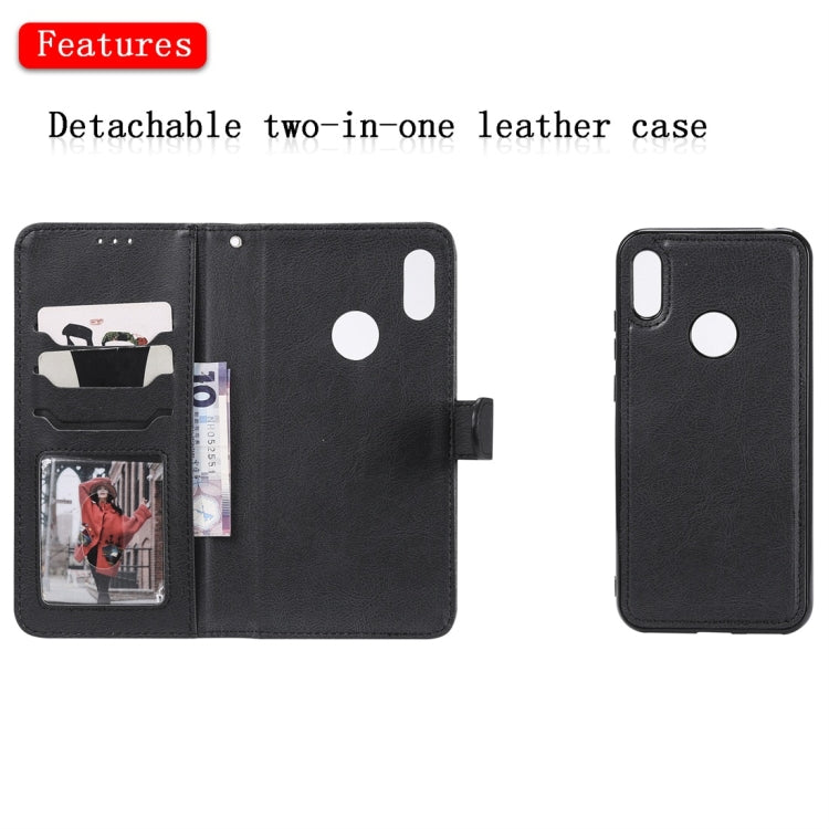 For Huawei Honor 8A / Y6 (2019) Solid Color Horizontal Flip Protective Case with Holder & Card Slots & Wallet & Photo Frame & Lanyard