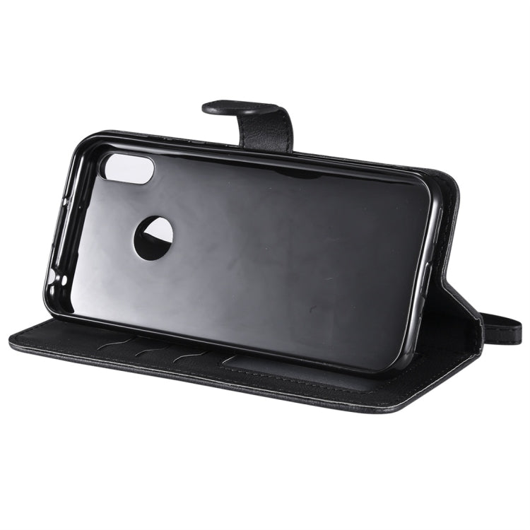 For Huawei Honor 8A / Y6 (2019) Solid Color Horizontal Flip Protective Case with Holder & Card Slots & Wallet & Photo Frame & Lanyard