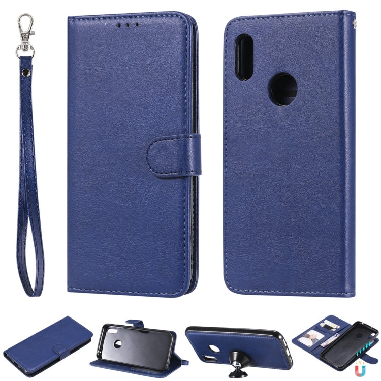 For Huawei Honor 8A / Y6 (2019) Solid Color Horizontal Flip Protective Case with Holder & Card Slots & Wallet & Photo Frame & Lanyard
