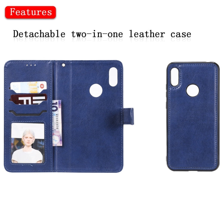 For Huawei Honor 8A / Y6 (2019) Solid Color Horizontal Flip Protective Case with Holder & Card Slots & Wallet & Photo Frame & Lanyard