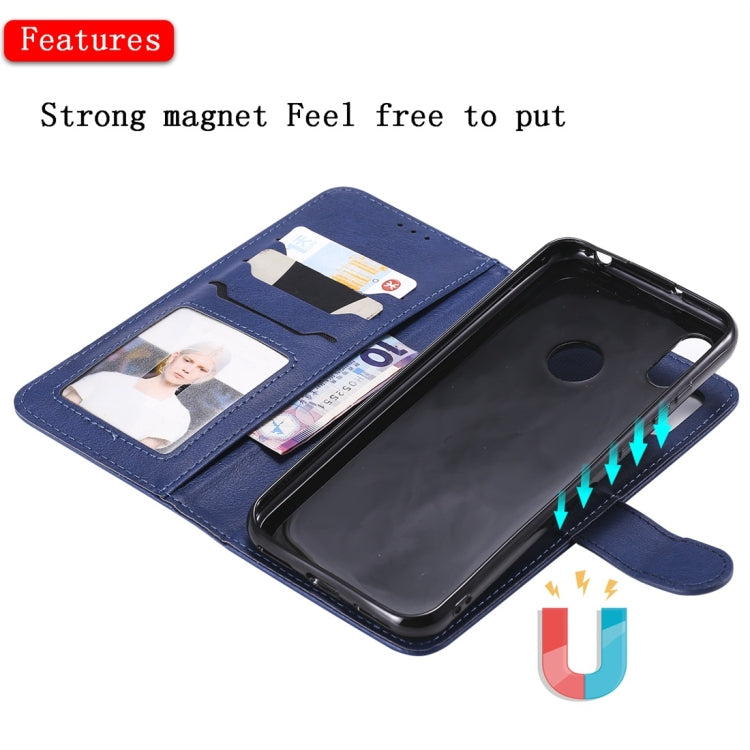 For Huawei Honor 8A / Y6 (2019) Solid Color Horizontal Flip Protective Case with Holder & Card Slots & Wallet & Photo Frame & Lanyard