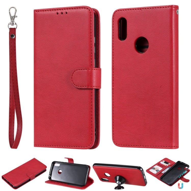 For Huawei Honor 8A / Y6 (2019) Solid Color Horizontal Flip Protective Case with Holder & Card Slots & Wallet & Photo Frame & Lanyard