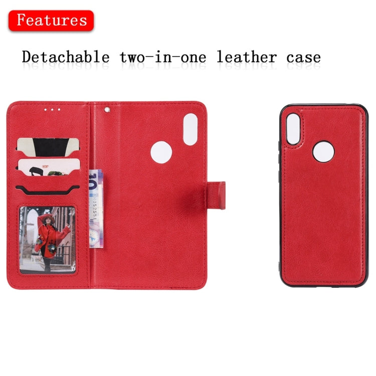 For Huawei Honor 8A / Y6 (2019) Solid Color Horizontal Flip Protective Case with Holder & Card Slots & Wallet & Photo Frame & Lanyard