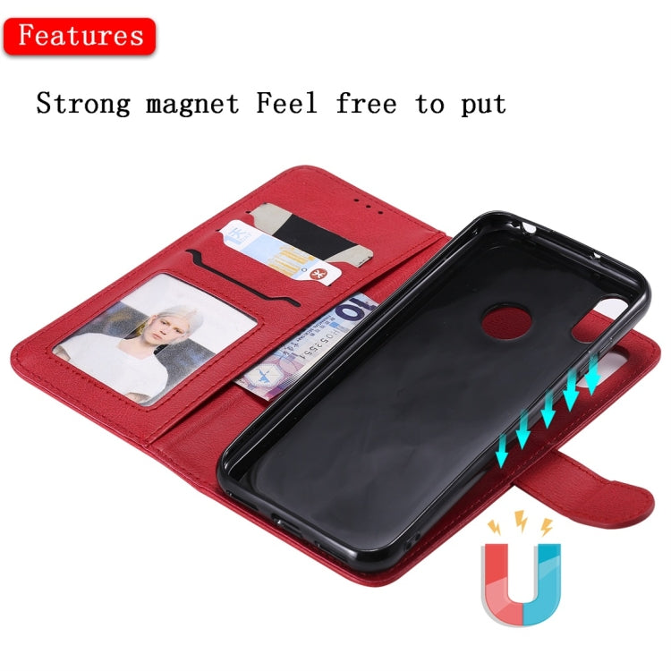 For Huawei Honor 8A / Y6 (2019) Solid Color Horizontal Flip Protective Case with Holder & Card Slots & Wallet & Photo Frame & Lanyard