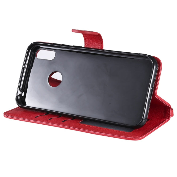 For Huawei Honor 8A / Y6 (2019) Solid Color Horizontal Flip Protective Case with Holder & Card Slots & Wallet & Photo Frame & Lanyard