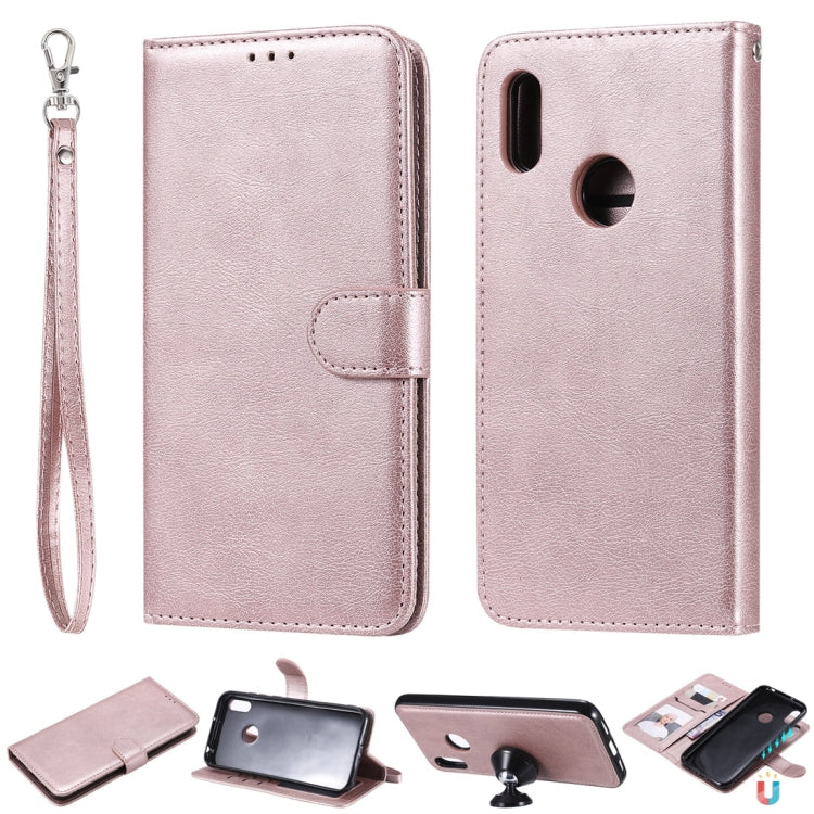 For Huawei Honor 8A / Y6 (2019) Solid Color Horizontal Flip Protective Case with Holder & Card Slots & Wallet & Photo Frame & Lanyard