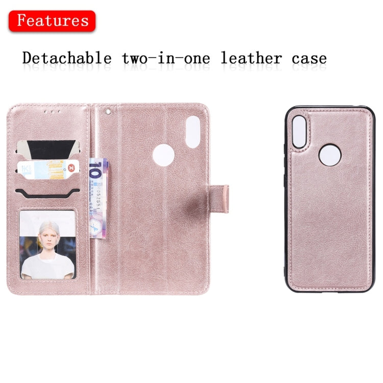 For Huawei Honor 8A / Y6 (2019) Solid Color Horizontal Flip Protective Case with Holder & Card Slots & Wallet & Photo Frame & Lanyard
