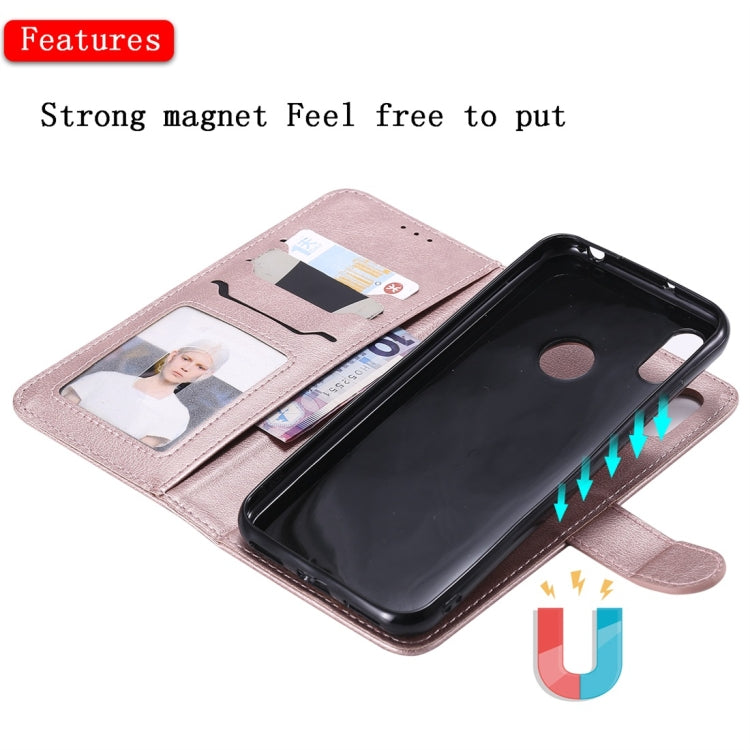 For Huawei Honor 8A / Y6 (2019) Solid Color Horizontal Flip Protective Case with Holder & Card Slots & Wallet & Photo Frame & Lanyard