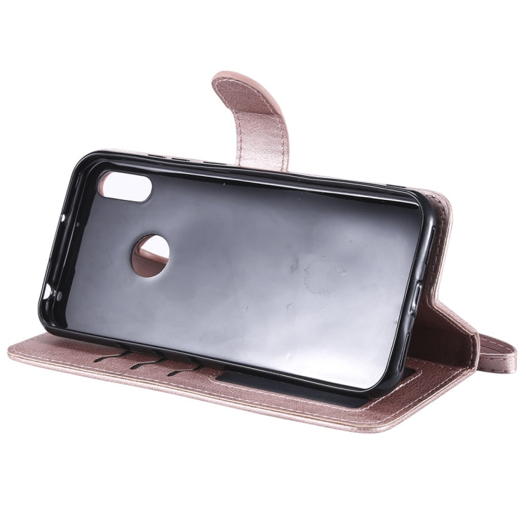 For Huawei Honor 8A / Y6 (2019) Solid Color Horizontal Flip Protective Case with Holder & Card Slots & Wallet & Photo Frame & Lanyard