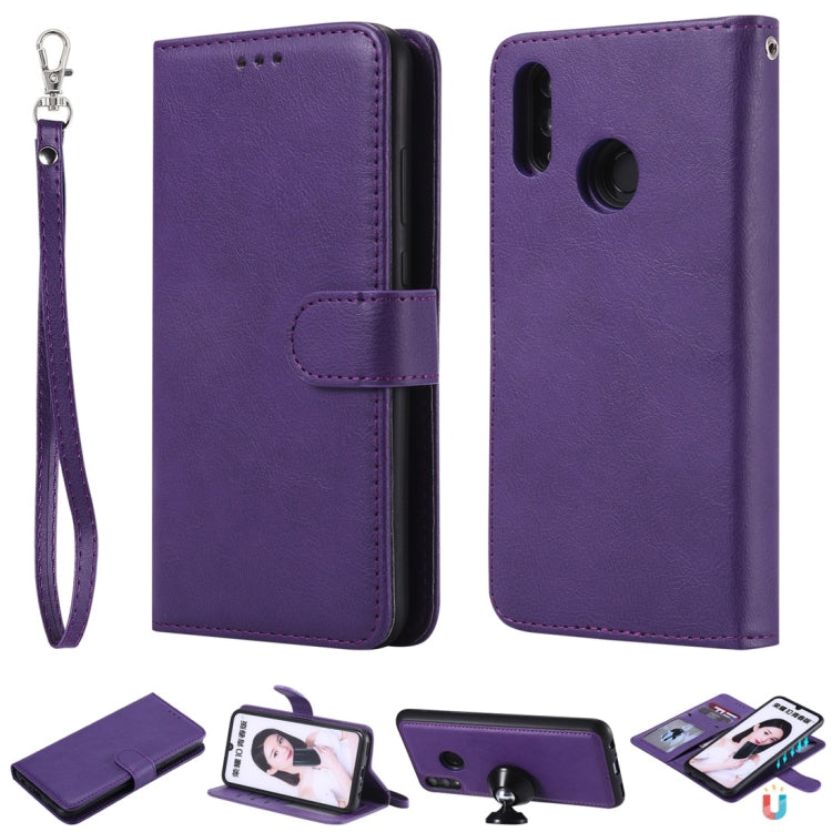For Huawei Honor 10 Lite Solid Color Horizontal Flip Protective Case with Holder & Card Slots & Wallet & Photo Frame & Lanyard