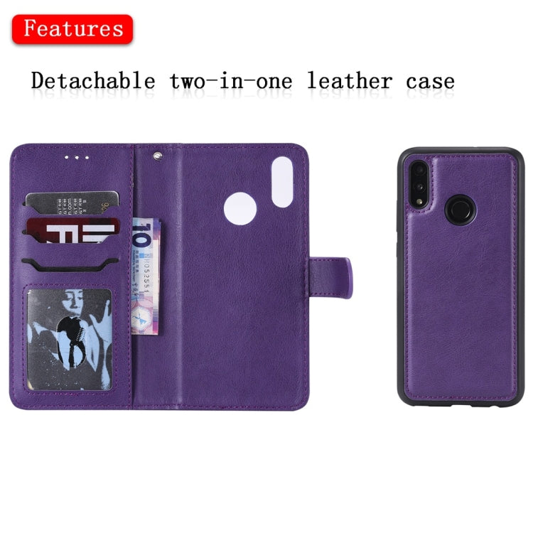 For Huawei Honor 10 Lite Solid Color Horizontal Flip Protective Case with Holder & Card Slots & Wallet & Photo Frame & Lanyard