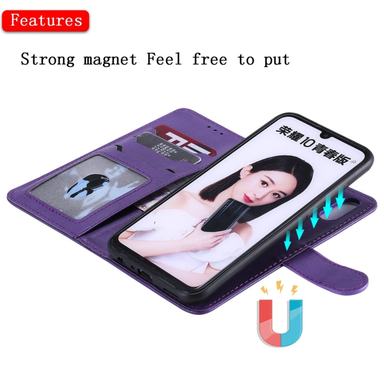 For Huawei Honor 10 Lite Solid Color Horizontal Flip Protective Case with Holder & Card Slots & Wallet & Photo Frame & Lanyard