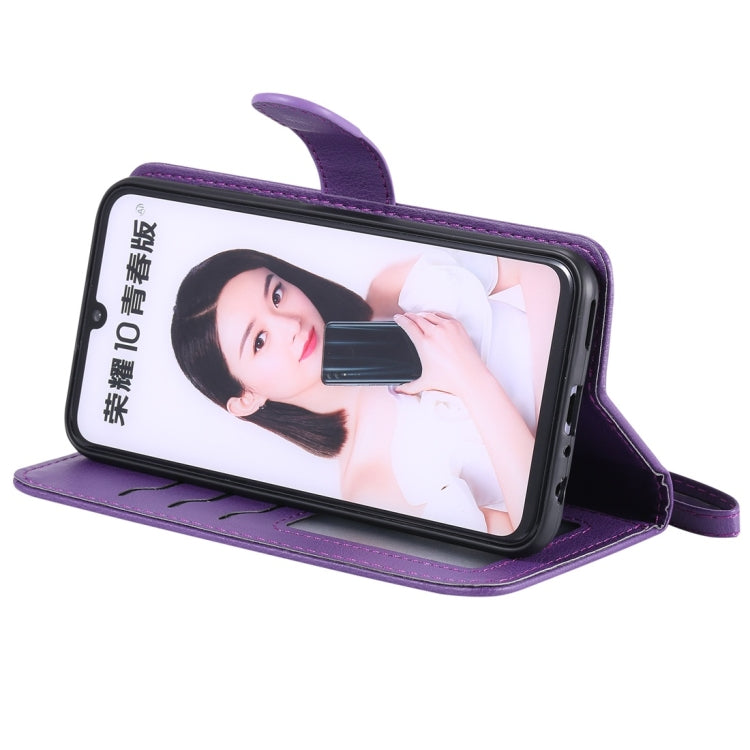 For Huawei Honor 10 Lite Solid Color Horizontal Flip Protective Case with Holder & Card Slots & Wallet & Photo Frame & Lanyard